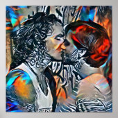 Couple Kissing | Kleurrijk Abstract Poster (Voorkant)