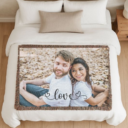 Couple Love Modern Anniversary Photo Woven Deken