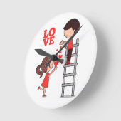 Couple Love Red Hearts Clock Ronde Klok (Hoek)