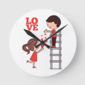 Couple Love Red Hearts Clock Ronde Klok (Voorkant)