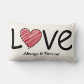 Couple Love Scribble Heart Modern Black & Red Kussen (Achterkant)