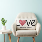 Couple Love Scribble Heart Modern Black & Red Kussen (Stoel)