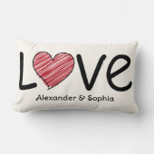 Couple Love Scribble Heart Modern Black & Red Kussen (Voorkant)