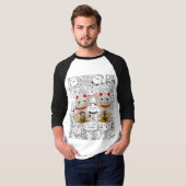 Couple Lucky Cute Cat Maneki Neko Chinese Culture T-shirt (Voorkant volledig)
