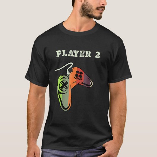 Couple Matching Gamer Gaming Player 1 Player 2 T-shirt (Voorkant)