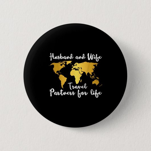 Couple Matching Husband And Wife Travel Partners F Ronde Button 5,7 Cm (Voorkant)