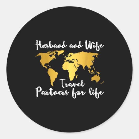 Couple Matching Husband And Wife Travel Partners F Ronde Sticker (Voorkant)