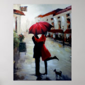  Couple met Umbrella en Dog Poster Print (Voorkant)