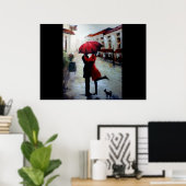 Couple met Umbrella en Dog Print (Thuiskantoor)