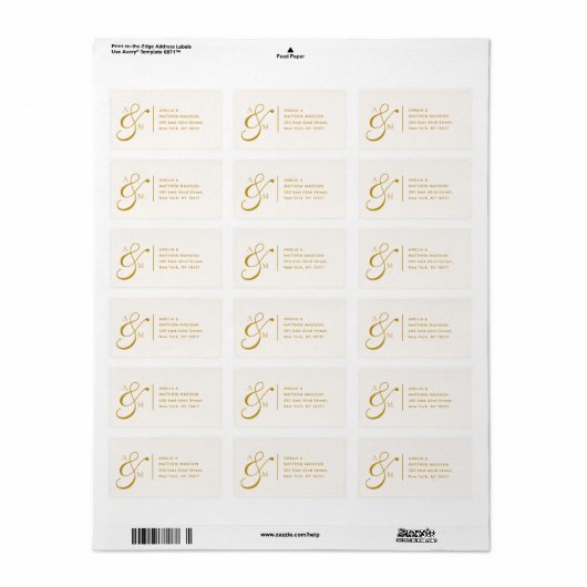 Couple Monogram Ampersad White Address Label (Full Sheet)