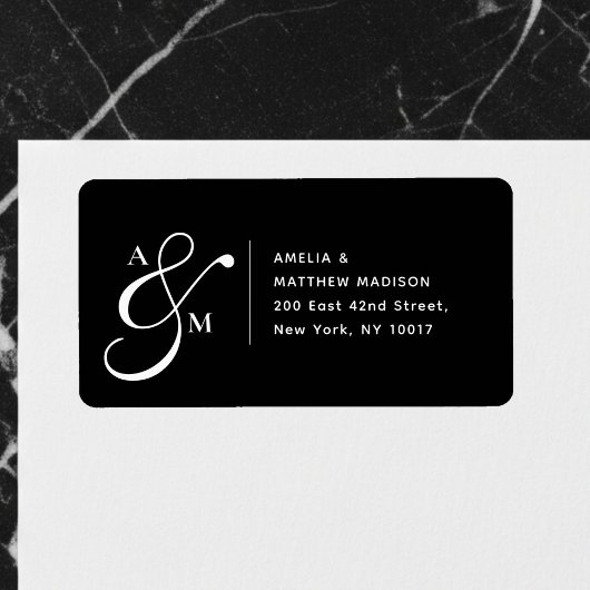 Couple Monogram Ampersad White Address Label