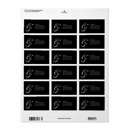 Couple Monogram Ampersad White Address Label (Full Sheet)