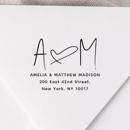 Couple Monogram Heart Address Rubberstempel