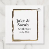 Couple name gray golden frame border wedding date  bedankjes labels (Achterkant)