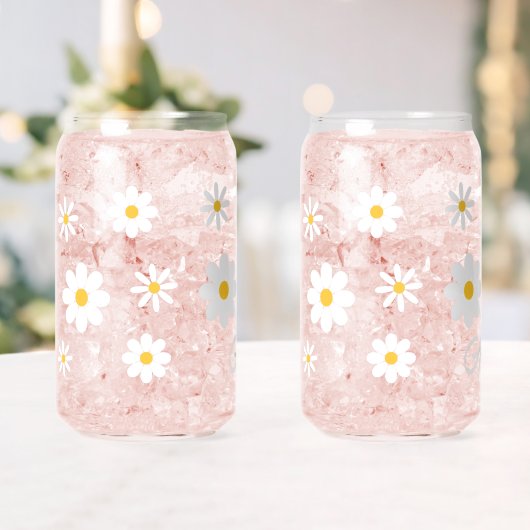 Couple Name Personalized Cute Daisies Floral Blikvorm Glas (Insitu (Huwelijk))