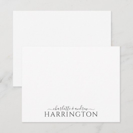 Couple Name Wedding Monogram Script  Notitiekaartje (Voorkant / Achterkant)