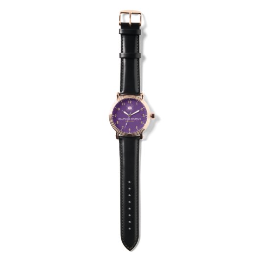 Couple names His and Her elegant purple monogram Horloge (Bandje)