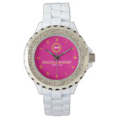 Couple Names Monogram Minimal Style Pink Horloge (Voorkant)