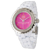 Couple Names Monogram Minimal Style Pink Horloge (Gekanteld)