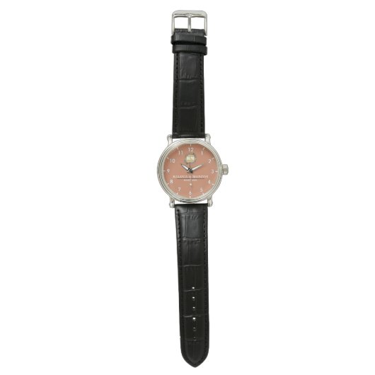 Couple names monogram orange horloge (Vlak)