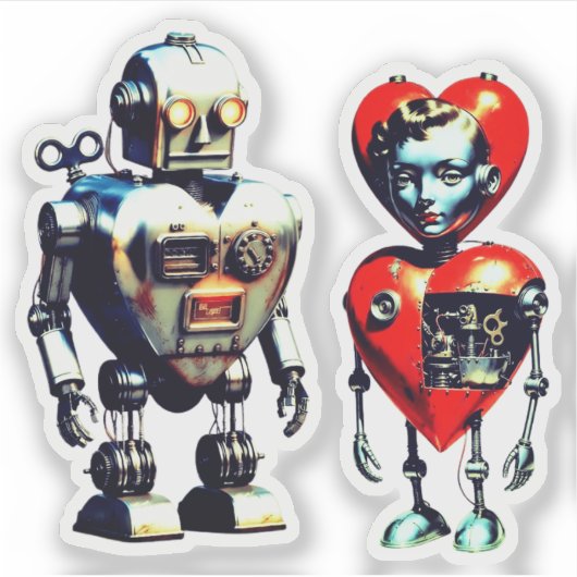 COUPLE OF LOVE BOTS STICKER (Voorkant)