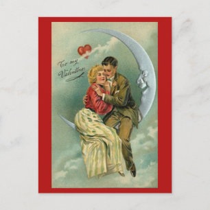 Couple Over the Moon Valentine Postcard Briefkaart