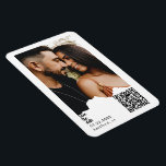 Couple Photo QR Code Wedding Announcement  Magneet<br><div class="desc">Simple & Sleek Modern Couple Photo Save the Date.  Wedding. Modern Font.  Black text.  White background.  QR Code.  Paper tear frame.</div>