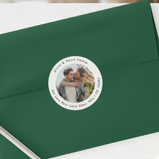 Couple Photo  Return Address Classic Round Sticker