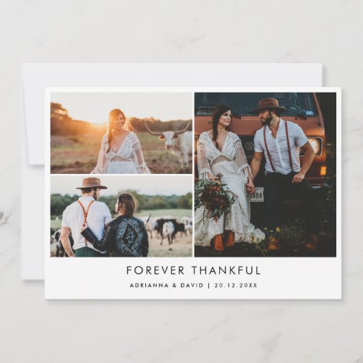 Couple Photo Wedding Forever Thankful Typography Bedankkaart (Voorkant)