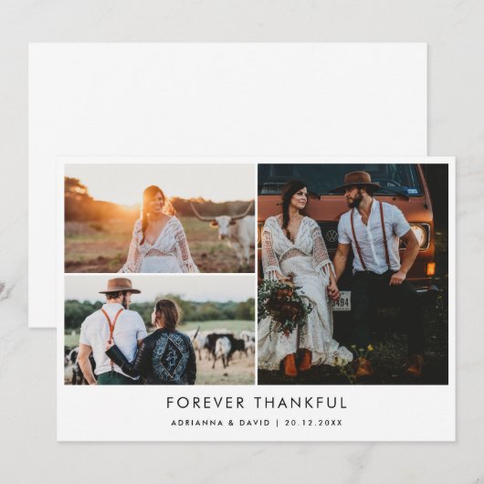Couple Photo Wedding Forever Thankful Typography Bedankkaart (Voorkant / Achterkant)
