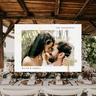 Couple Photo Wedding Thank You Blank Gold Folie Uitnodiging