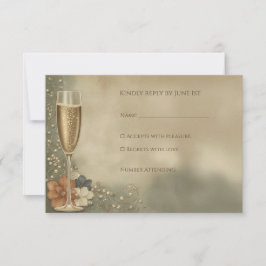 Couple’s Champagne Floral Wedding Shower RSVP Kaartje