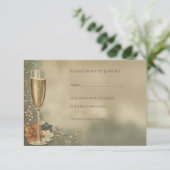 Couple’s Champagne Floral Wedding Shower RSVP Kaartje (Staand voorkant)