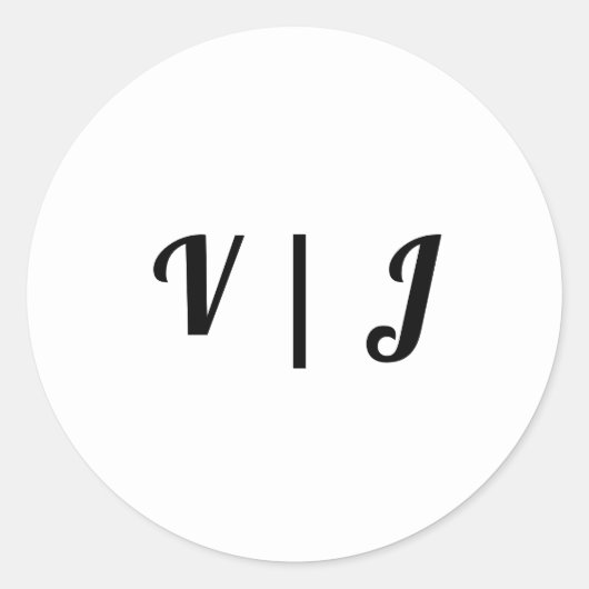 Couple’s Initials on Black and White Small Ronde Sticker (Voorkant)