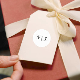 Couple’s Initials on Black and White Small Ronde Sticker