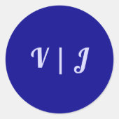 Couple’s Initials on Dark Blue Small Round Sticker (Voorkant)