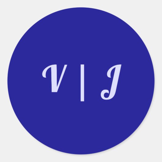 Couple’s Initials on Dark Blue Small Round Sticker (Voorkant)