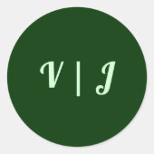 Couple’s Initials on Dark Green Small Ronde Sticker (Voorkant)