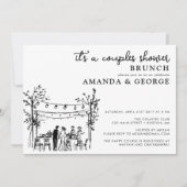 Couple shower brunch sketchy invitation kaart (Voorkant)