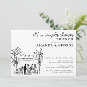 Couple shower brunch sketchy invitation kaart (Staand voorkant)