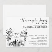 Couple shower brunch sketchy invitation kaart (Voorkant / Achterkant)