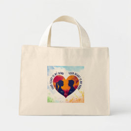 Couple Silhouette Heart "Your Heart Is My Heart" Mini Tote Bag