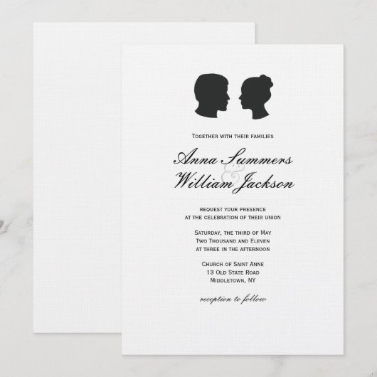 Couple Silhouette Wedding Invitation - Douane Made Kaart (Voorkant / Achterkant)