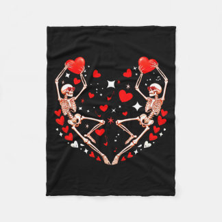 Couple Skeletons Sungles Dancing Cute Hearts Valen Fleece Deken