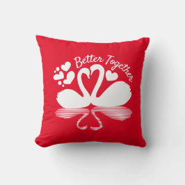 Couple Swan Silhouette Reflection in the Water Tho Kussen