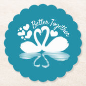 Couple Swan Silhouette Reflection in water Kartonnen Onderzetters (Voorkant)