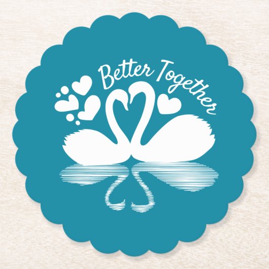 Couple Swan Silhouette Reflection in water Kartonnen Onderzetters (Voorkant)