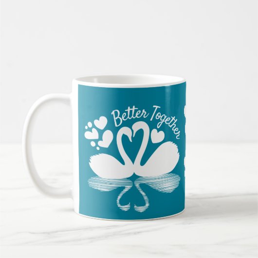 Couple Swan Silhouette Reflection in water Koffiemok (Links)