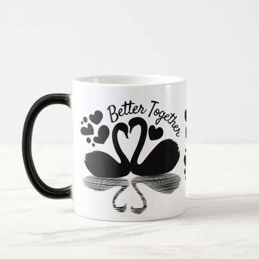 Couple Swan Silhouette Reflection in water Magische Mok (Links)