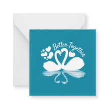 Couple Swan Silhouette Reflection in water